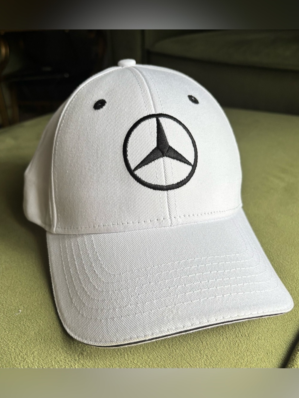 White Embroidered Mercedes Cap